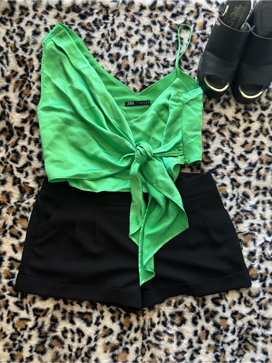 Zara Tops - Zara Green silk tie crop top